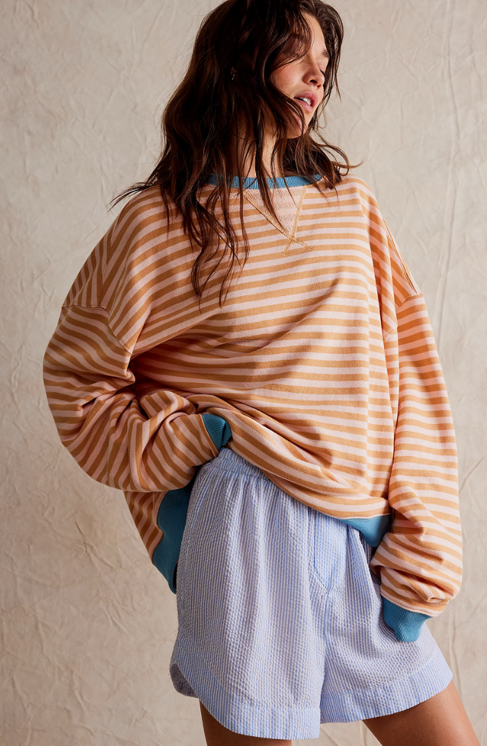 Mandie™ | Vibrant Striped Oversized Sweater with Accents