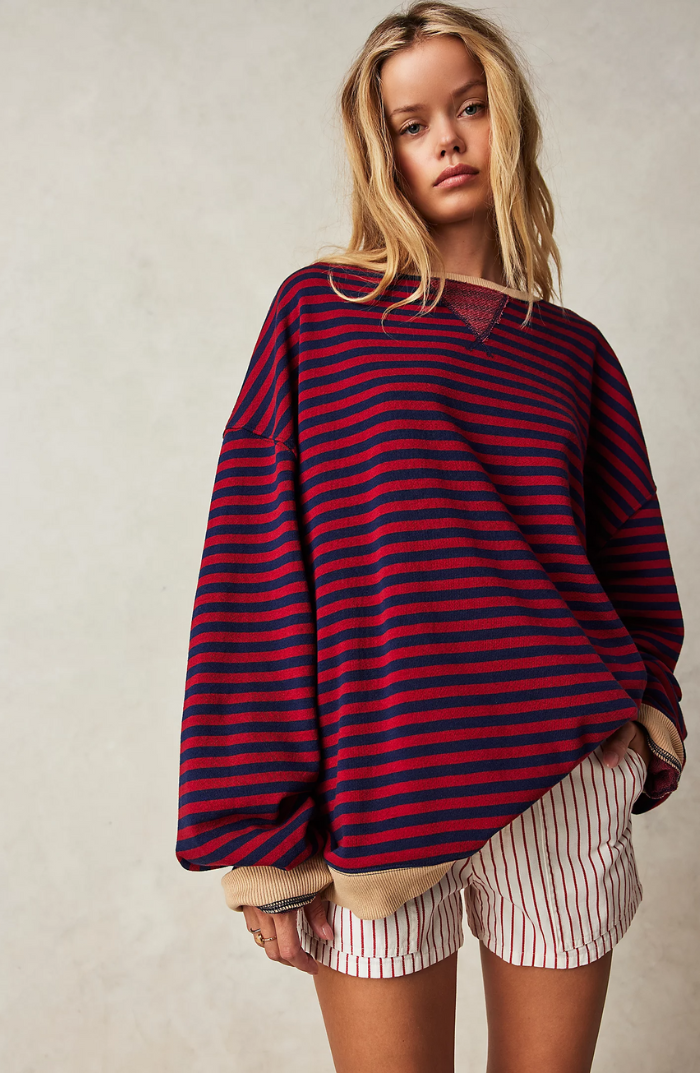 Mandie™ | Vibrant Striped Oversized Sweater with Accents