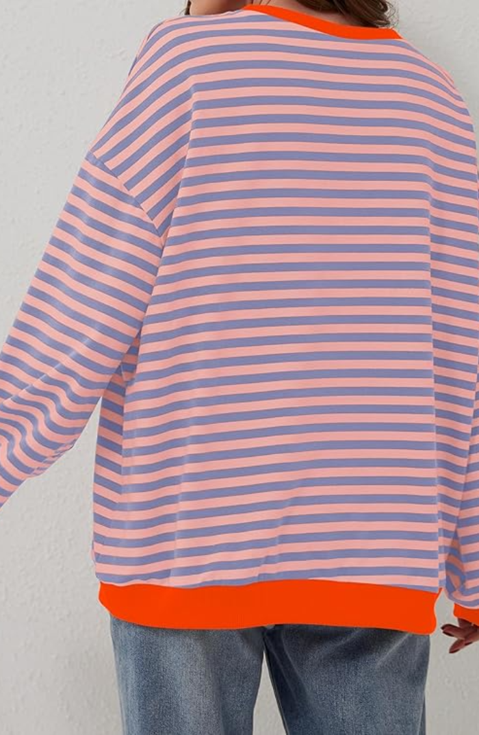 Mandie™ | Vibrant Striped Oversized Sweater with Accents