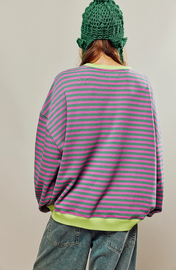 Mandie™ | Vibrant Striped Oversized Sweater with Accents