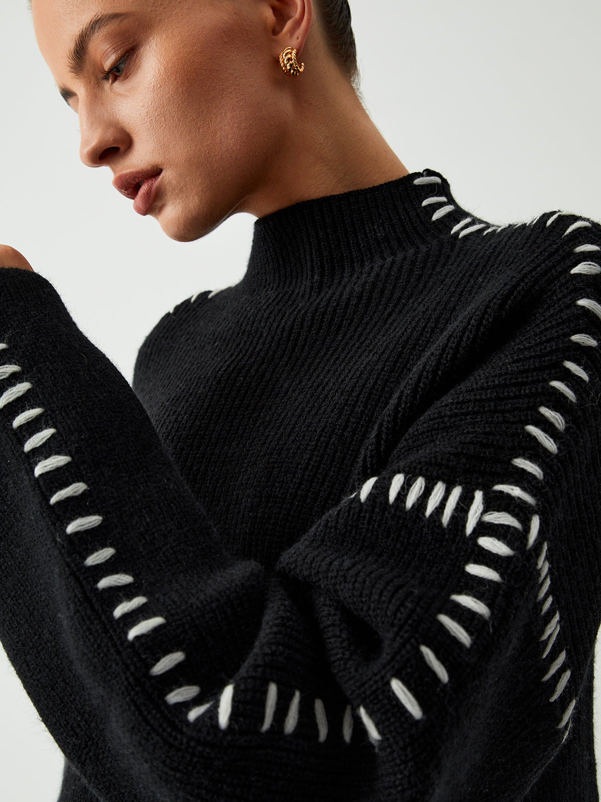 Warda™ | Turtleneck sweater with piqué stitch details