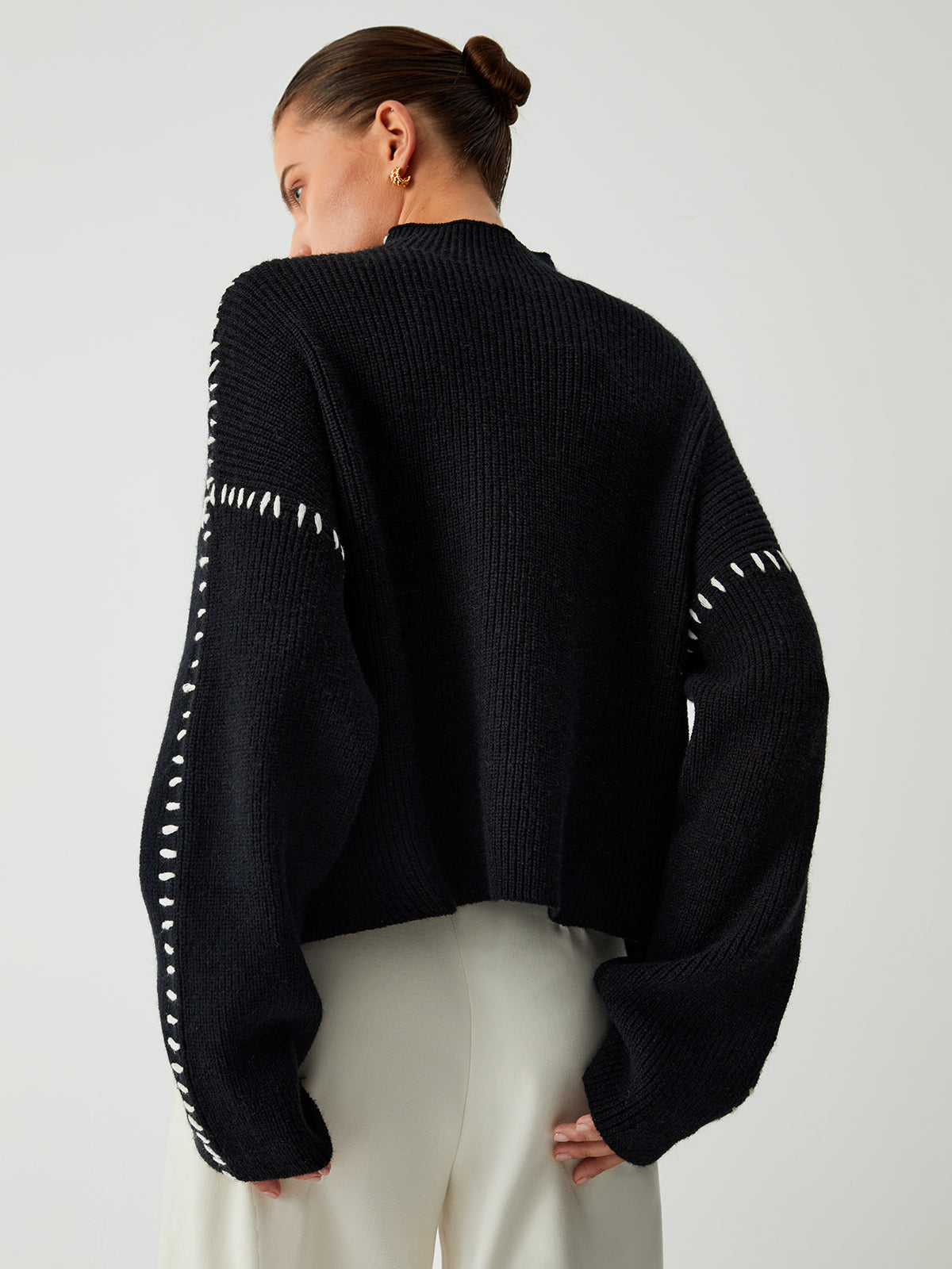 Warda™ | Turtleneck sweater with piqué stitch details