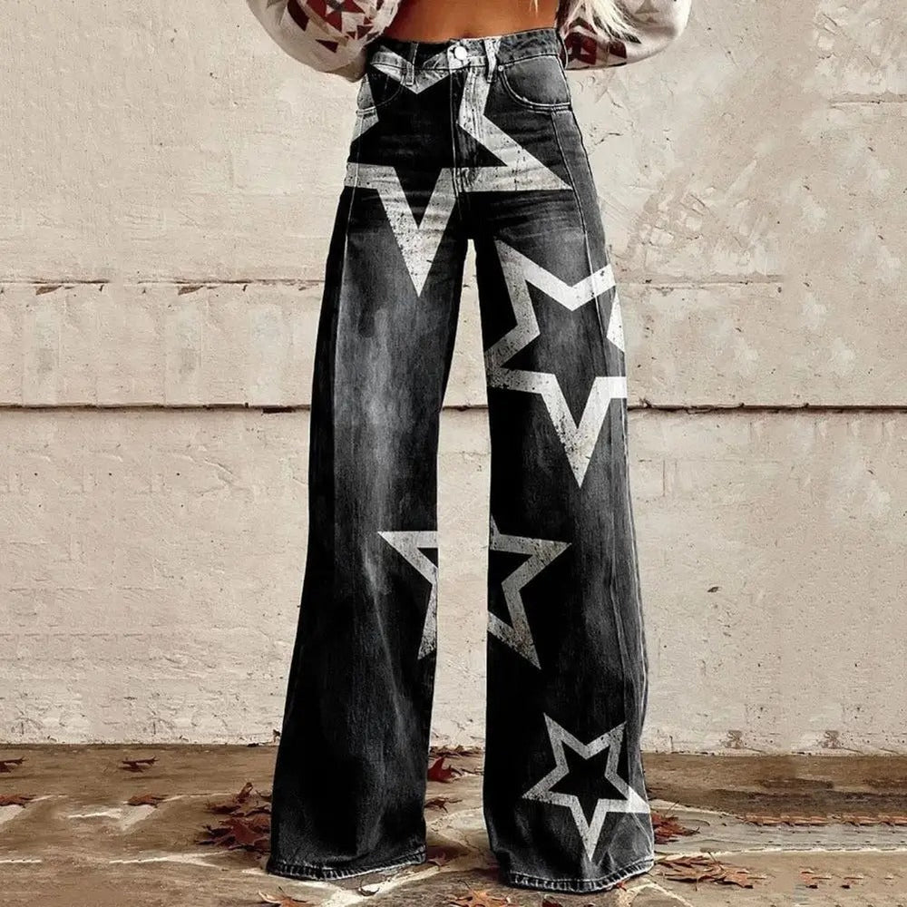 Nova | Star Print Wide-Leg Pants