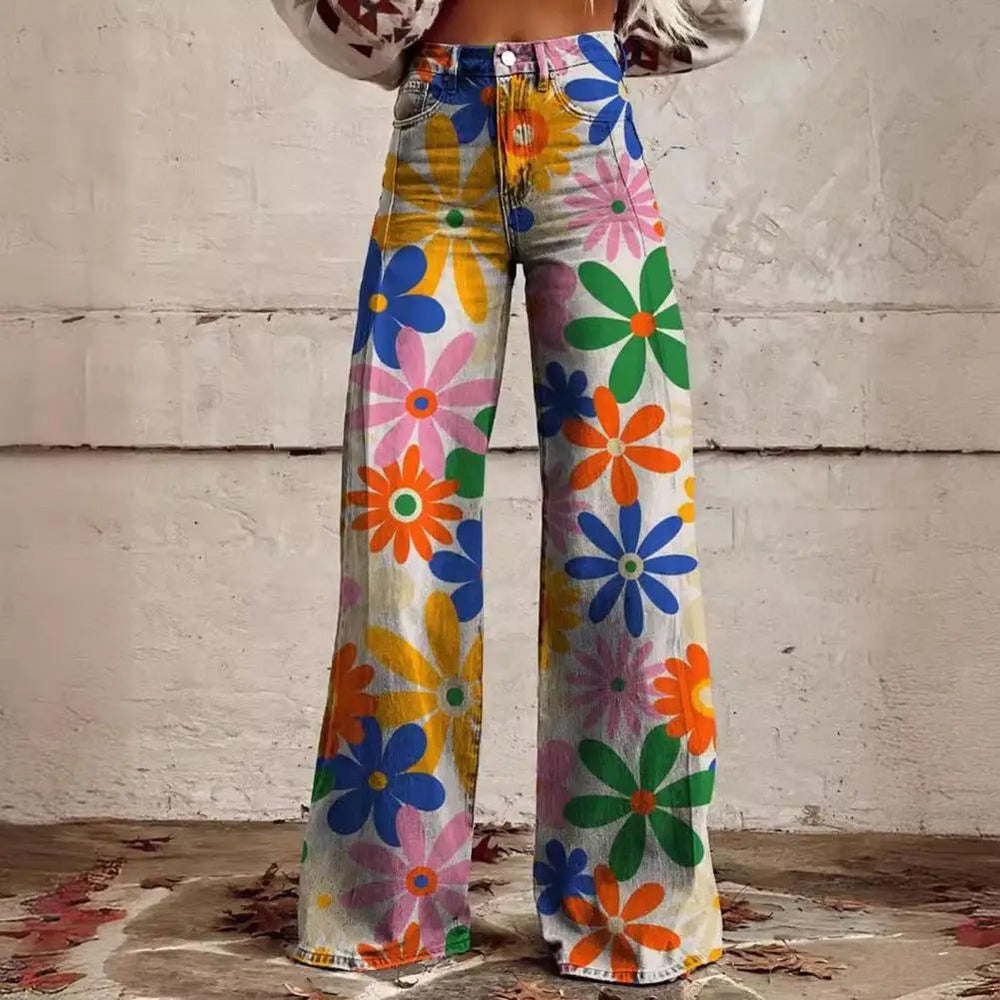 Bella | Groovy Floral Wide-Leg Pants