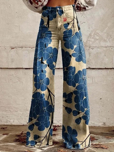 Yuna | Blue Blossom Wide-Leg Pants