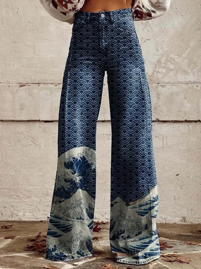 Naia | Oceanic Wave Wide-Leg Pants