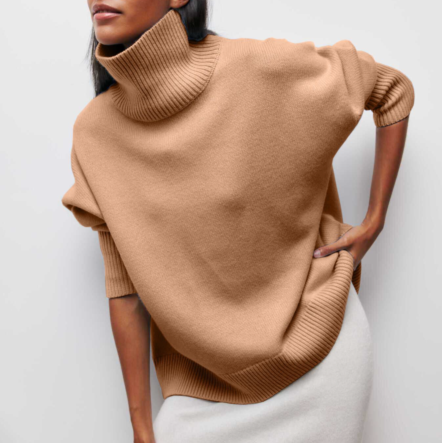 Damia™ | Cozy chic turtleneck sweater in camel