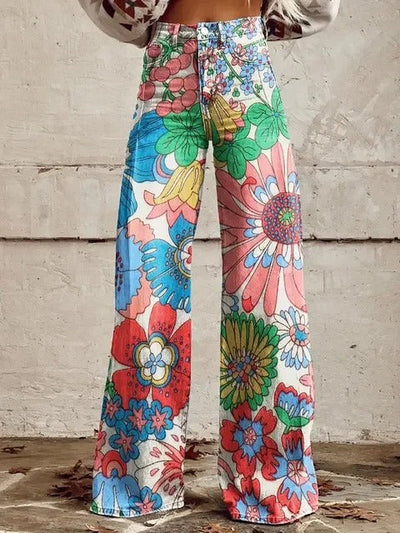 Celia | Vibrant Floral Wide-Leg Pants