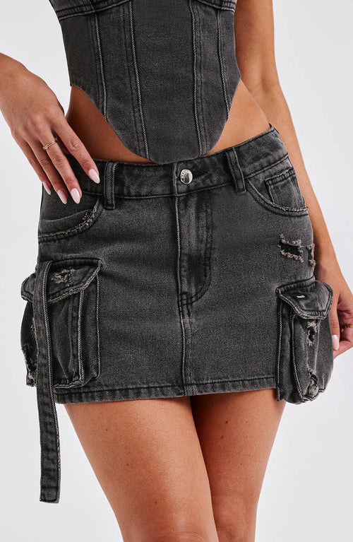 Billie | Mini Skirt - Black Wash