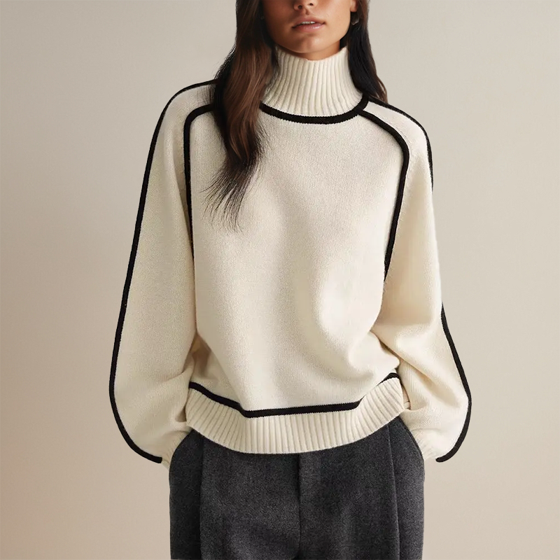 Koryn™ | Luxurious turtleneck sweater with contrast details