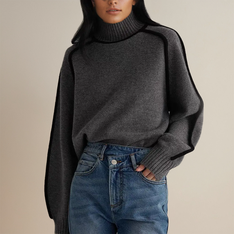 Koryn™ | Luxurious turtleneck sweater with contrast details