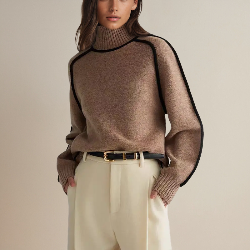 Koryn™ | Luxurious turtleneck sweater with contrast details