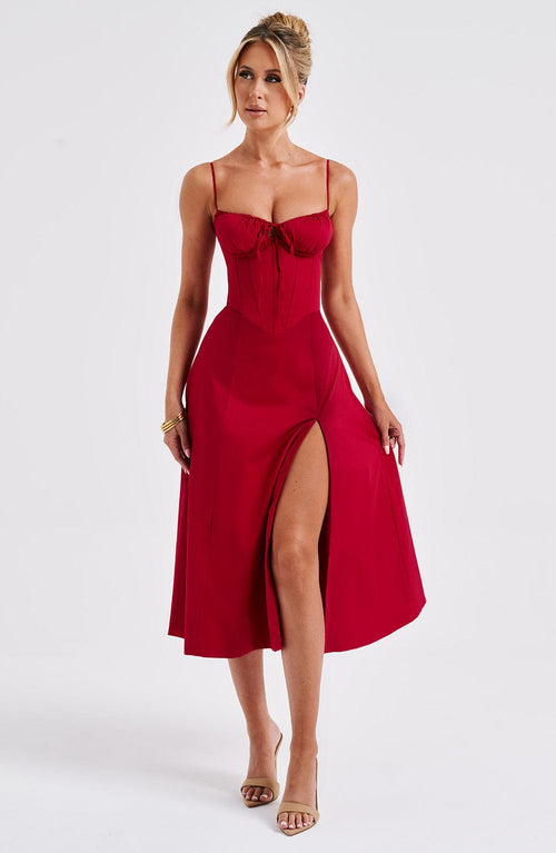 Deanna | Midi Dress - Red