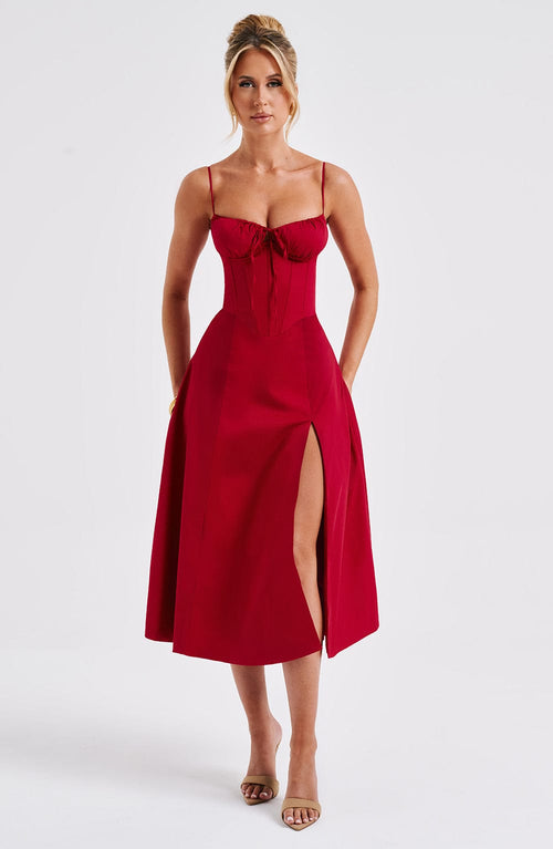 Deanna | Midi Dress - Red