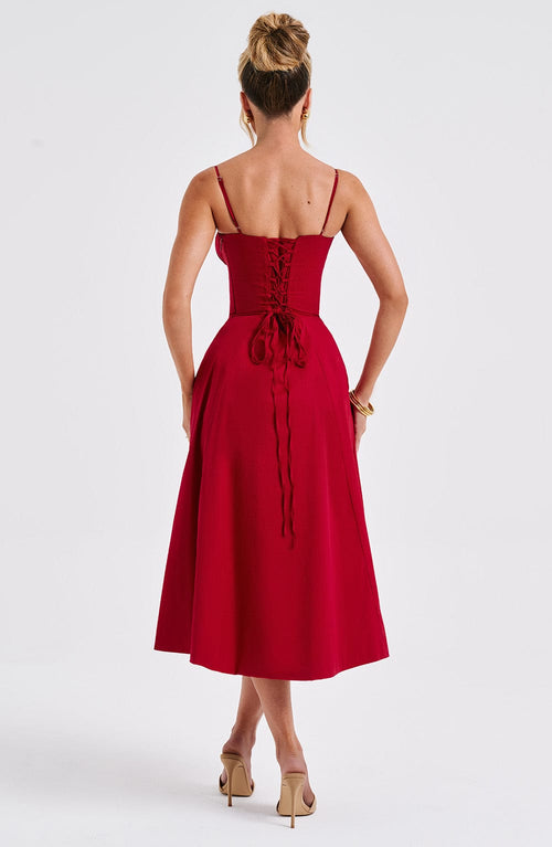 Deanna | Midi Dress - Red