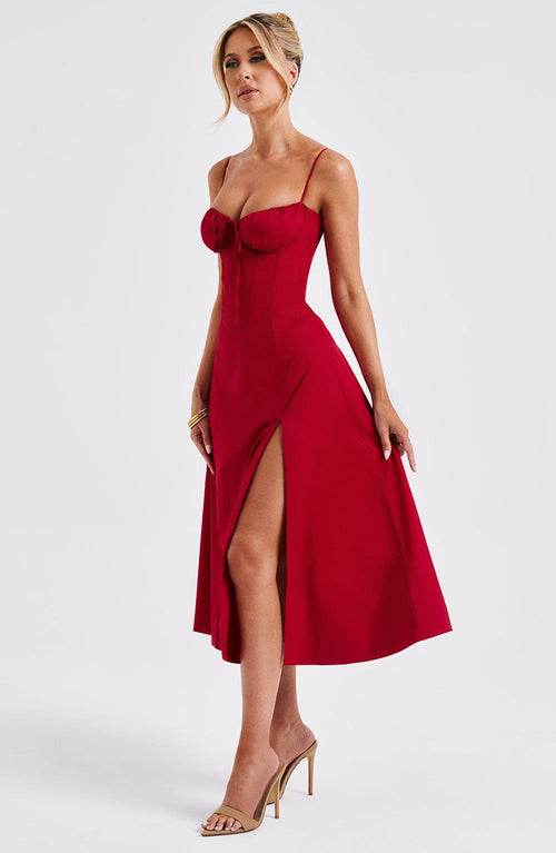 Deanna | Midi Dress - Red