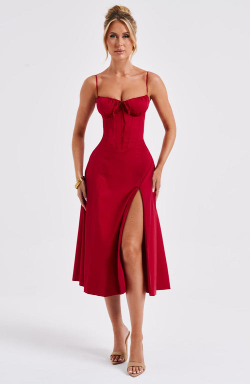 Deanna | Midi Dress - Red