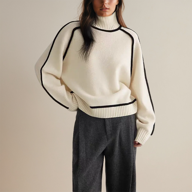 Koryn™ | Luxurious turtleneck sweater with contrast details