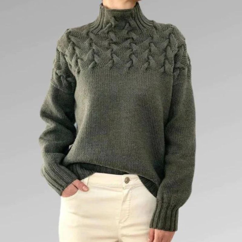 Babette™ | Cozy knitted sweater with turtleneck and chunky cable pattern