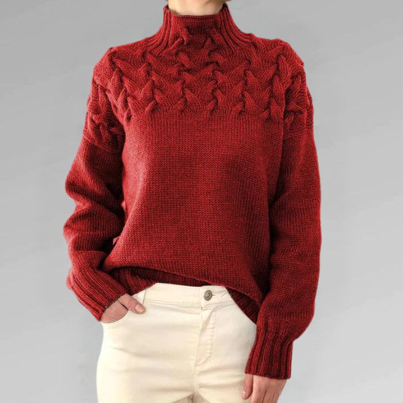 Babette™ | Cozy knitted sweater with turtleneck and chunky cable pattern