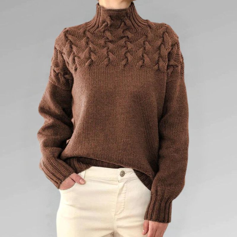 Babette™ | Cozy knitted sweater with turtleneck and chunky cable pattern