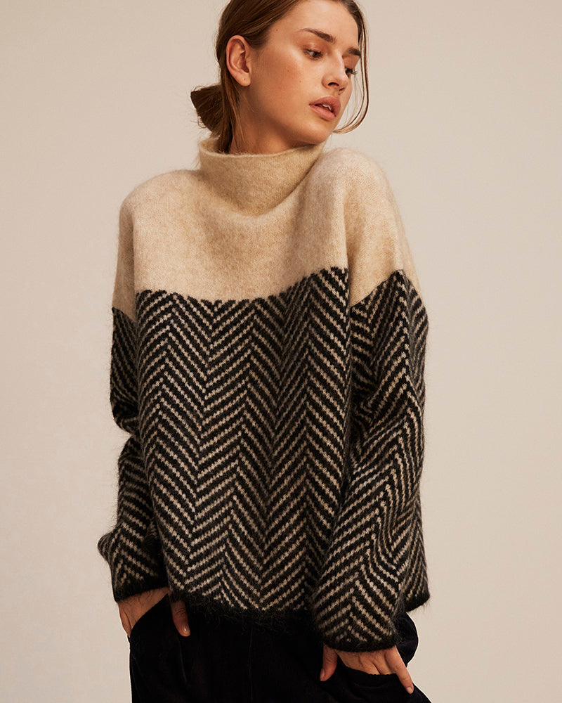 Dory™ | Two-tone cotton turtleneck sweater